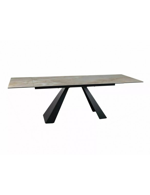 Стіл SALVADORE CERAMIC 160(240)*90 бежевий ONICE ORO/чорний мат