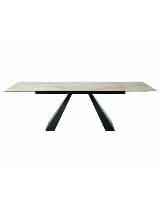 Стіл SALVADORE CERAMIC 160(240)*90 бежевий ONICE ORO/чорний мат