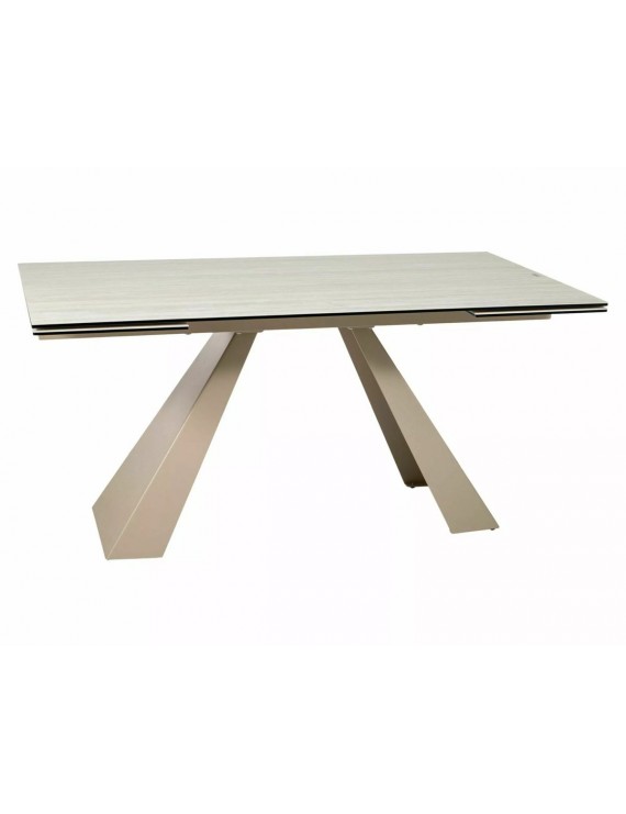 Стіл SALVADORE CERAMIC 160(240)*90 бежевий травертин/кашемір