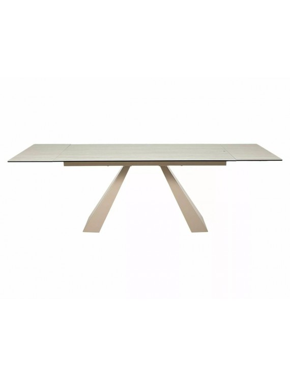 Стіл SALVADORE CERAMIC 160(240)*90 бежевий травертин/кашемір