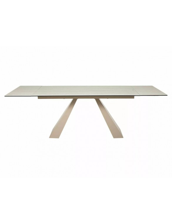 Стіл SALVADORE CERAMIC 160(240)*90 бежевий травертин/кашемір