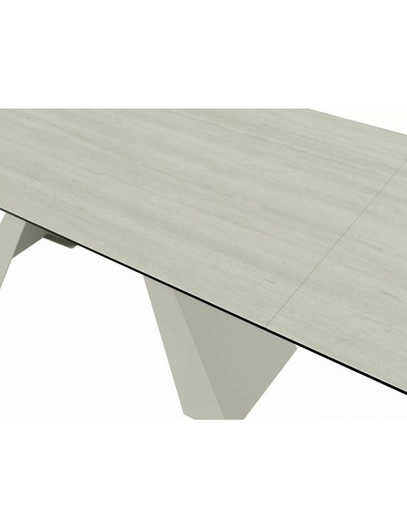Стіл SALVADORE CERAMIC 160(240)*90 бежевий травертин/кашемір