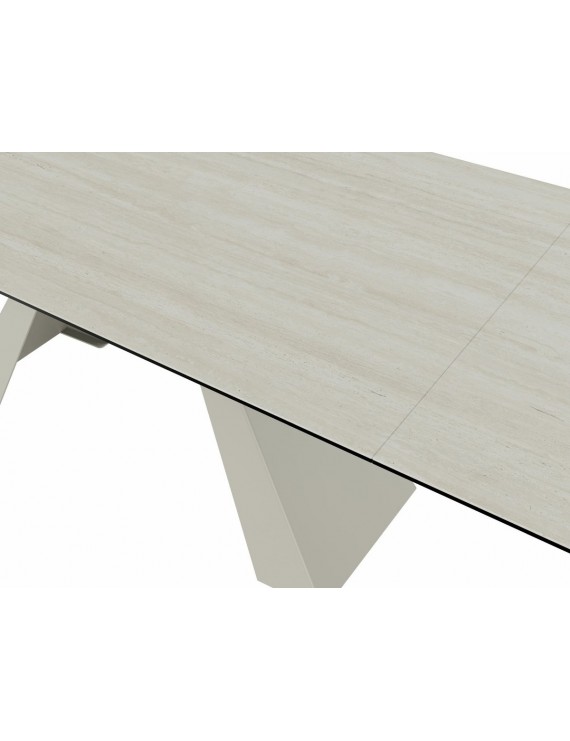 Стіл SALVADORE CERAMIC 160(240)*90 бежевий травертин/кашемір