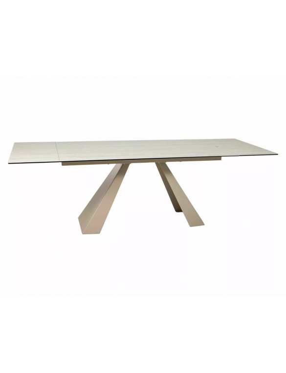 Стіл SALVADORE CERAMIC 160(240)*90 бежевий травертин/кашемір