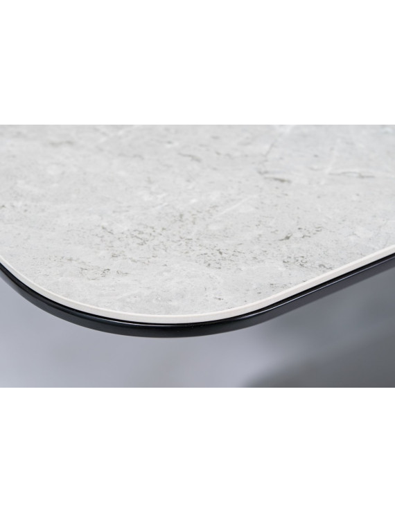 Стіл PALLAS CERAMIC сірий ефект мармуру/чорний мат 160(210)x90