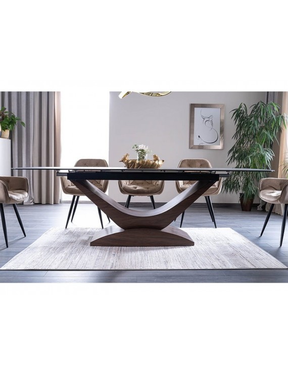 Стіл DOLCE CERAMIC сірий мармур/горіх 180(240)X95