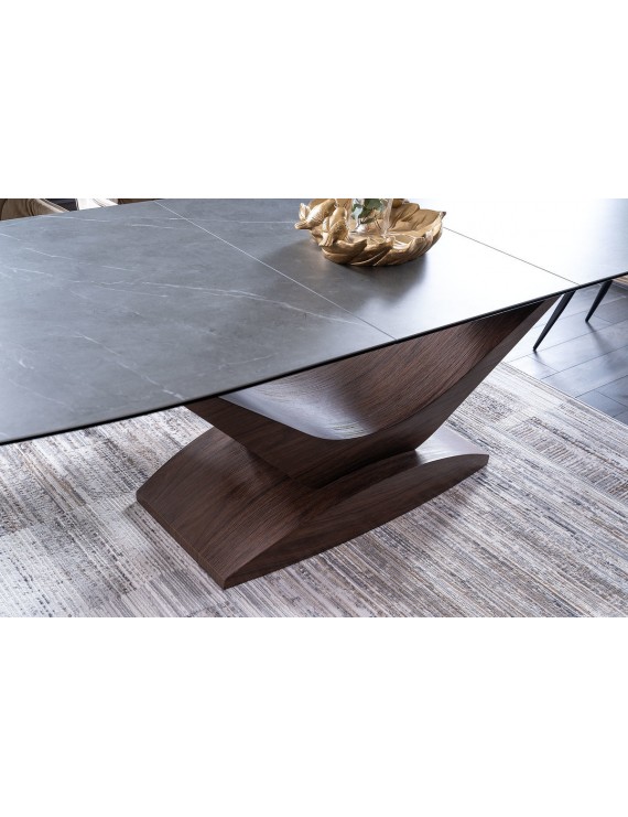 Стіл DOLCE CERAMIC сірий мармур/горіх 180(240)X95