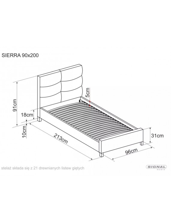 Ліжко SIERRA VELVET 90*200 сіре/дуб TAP.150