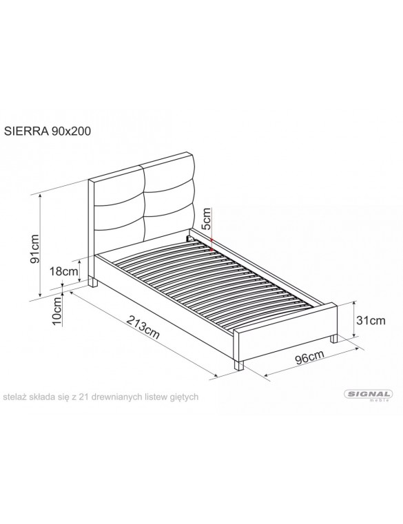 Ліжко SIERRA VELVET 90*200 сіре/дуб TAP.150