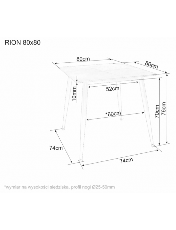 Стіл RION 80*80 чорний