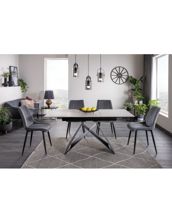 Стіл WESTIN SC білий ефект мармуру/чорний мат 120(160)X80