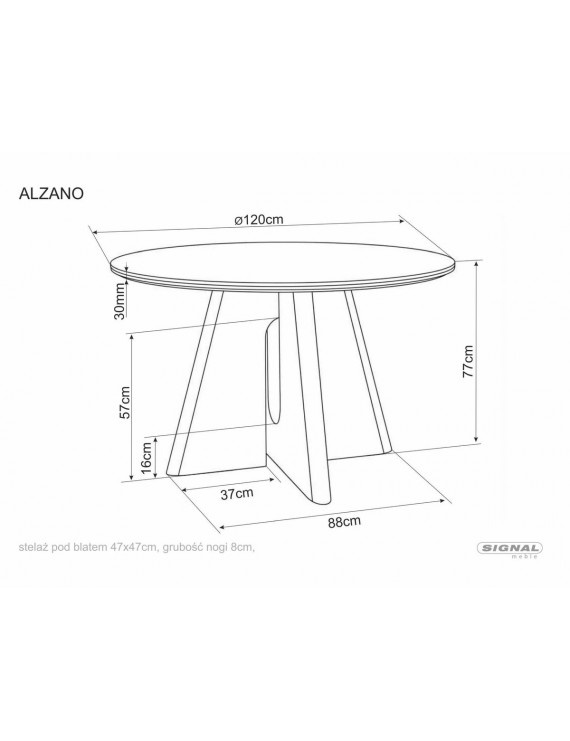 Стіл ALZANO CERAMIC білий PANDORO/горіх д,120