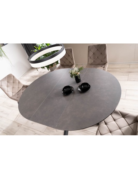 Стіл PORTO CERAMIC 120(160)*120 тем.сірий ефект мармуру/чорний мат