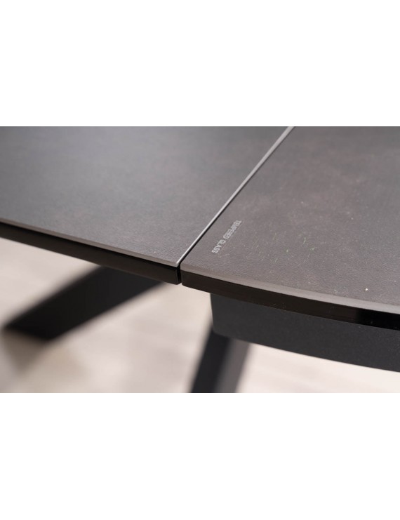 Стіл PORTO CERAMIC 120(160)*120 тем.сірий ефект мармуру/чорний мат