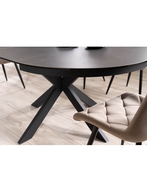 Стіл PORTO CERAMIC 120(160)*120 тем.сірий ефект мармуру/чорний мат