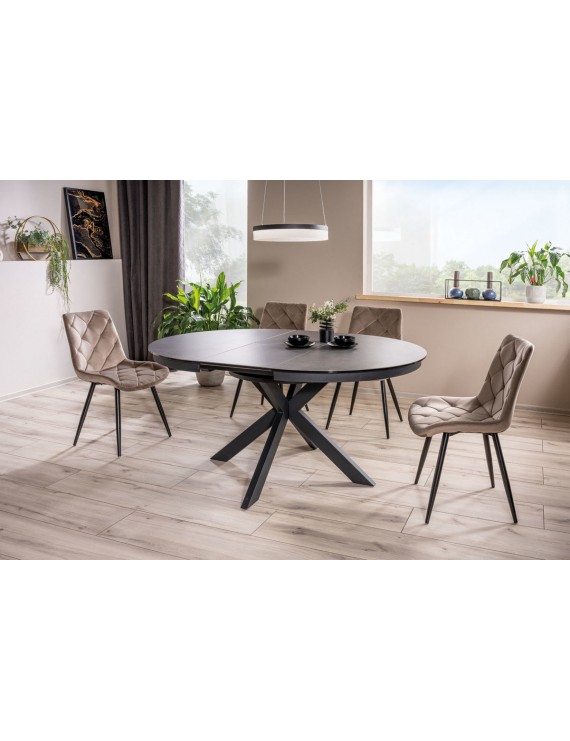 Стіл PORTO CERAMIC 120(160)*120 тем.сірий ефект мармуру/чорний мат