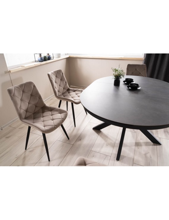 Стіл PORTO CERAMIC 120(160)*120 тем.сірий ефект мармуру/чорний мат
