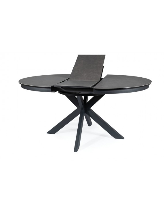 Стіл PORTO CERAMIC 120(160)*120 тем.сірий ефект мармуру/чорний мат