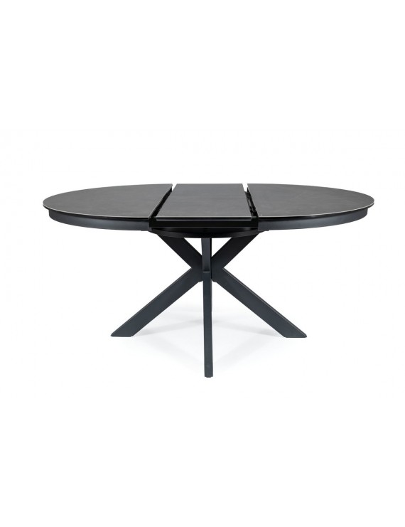 Стіл PORTO CERAMIC 120(160)*120 тем.сірий ефект мармуру/чорний мат