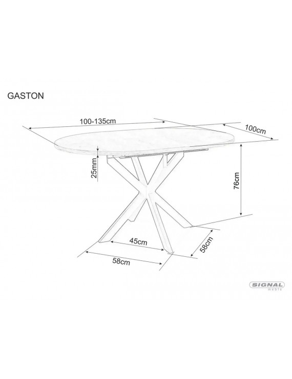 Стіл GASTON CERAMIC 100(135)*100 травертин/кашемір