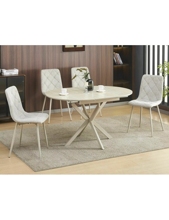 Стіл GASTON CERAMIC 100(135)*100 травертин/кашемір