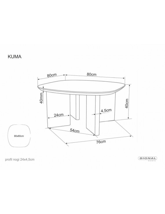 Журнальний столик KUMA дуб 80*80