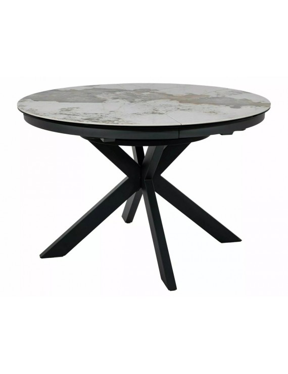 Стіл PORTO CERAMIC 120(160)*120 білий PANDORO/чорний
