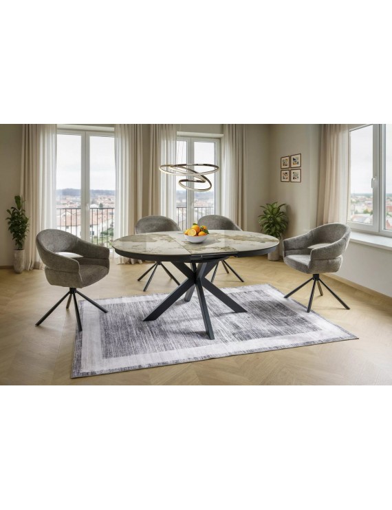 Стіл PORTO CERAMIC 120(160)*120 білий PANDORO/чорний