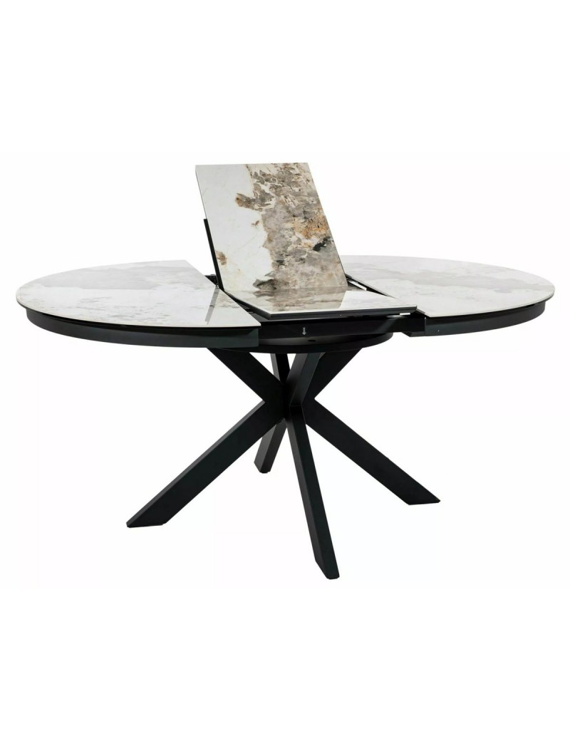 Стіл PORTO CERAMIC 120(160)*120 білий PANDORO/чорний