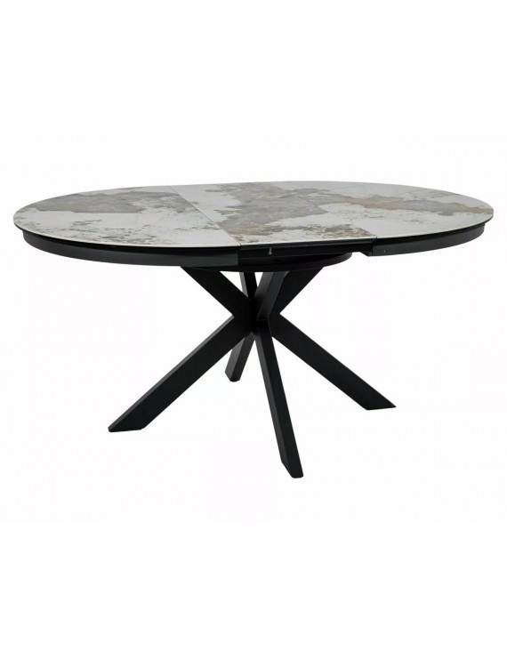 Стіл PORTO CERAMIC 120(160)*120 білий PANDORO/чорний