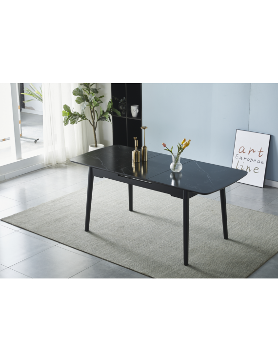 Стіл BERLIN CERAMIC 140(180)*80 чорний мат/чорний каркас