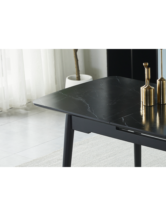 Стіл BERLIN CERAMIC 140(180)*80 чорний мат/чорний каркас