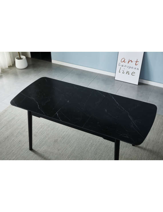 Стіл BERLIN CERAMIC 140(180)*80 чорний мат/чорний каркас