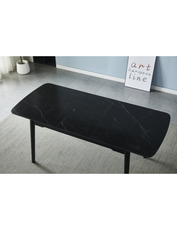 Стіл BERLIN CERAMIC 140(180)*80 чорний мат/чорний каркас