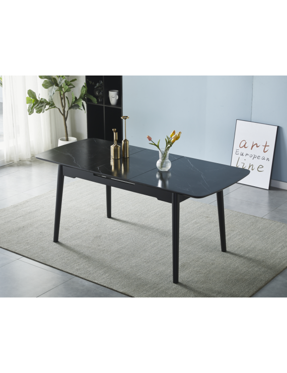 Стіл BERLIN CERAMIC 140(180)*80 чорний мат/чорний каркас