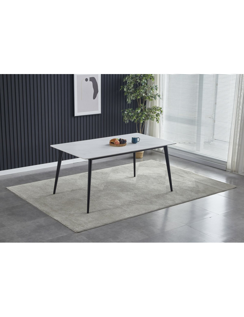 Стіл SABA CERAMIC 130*70 білий глянець/чорний каркас