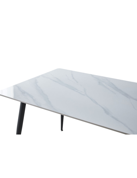 Стіл SABA CERAMIC 130*70 білий глянець/чорний каркас
