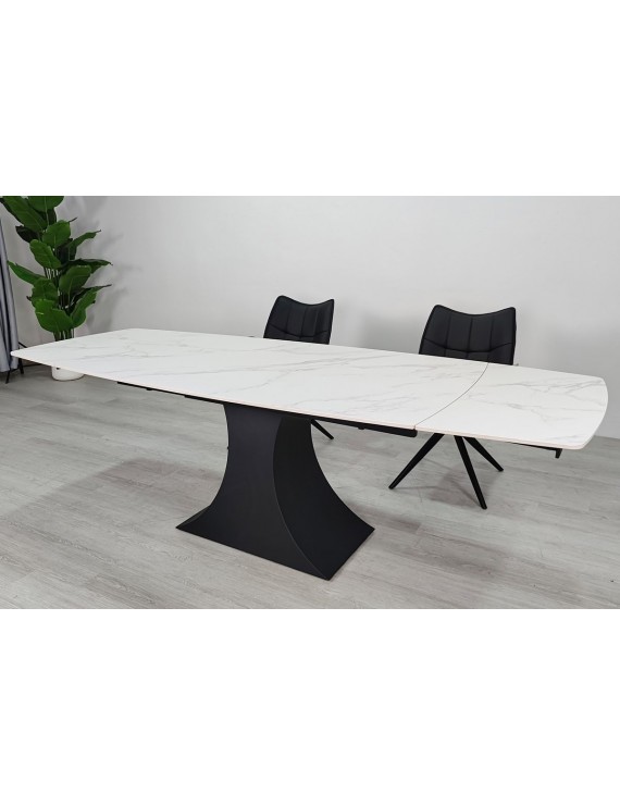 Стіл GILBERT CERAMIC 160(240)*90 білий мат/чорний