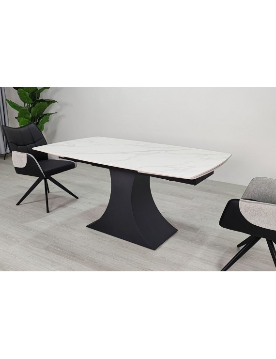 Стіл GILBERT CERAMIC 160(240)*90 білий мат/чорний