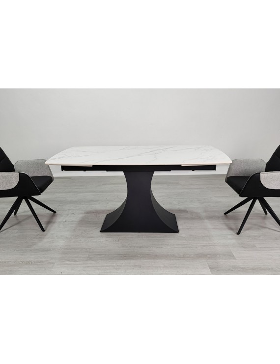 Стіл GILBERT CERAMIC 160(240)*90 білий мат/чорний