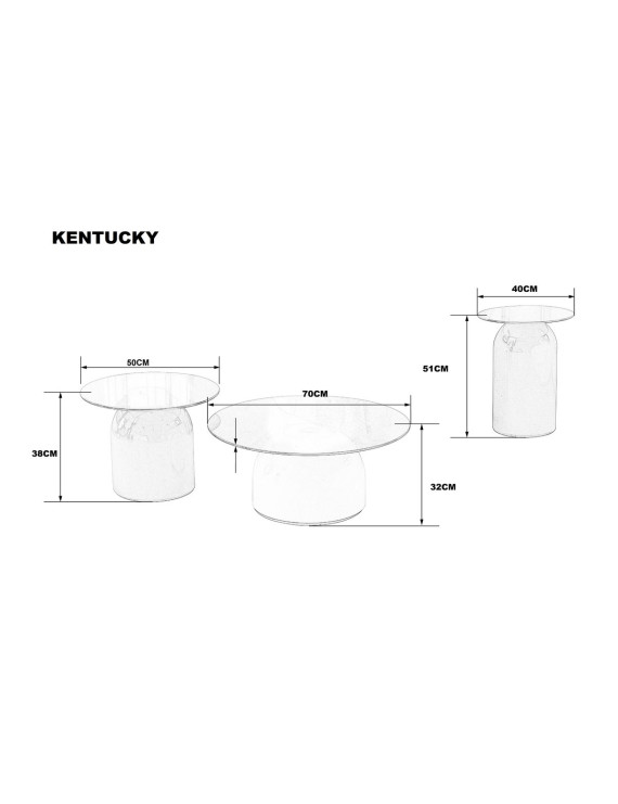 Журнальний столик KENTUCKY сіре скло/кольорові (к-кт)
