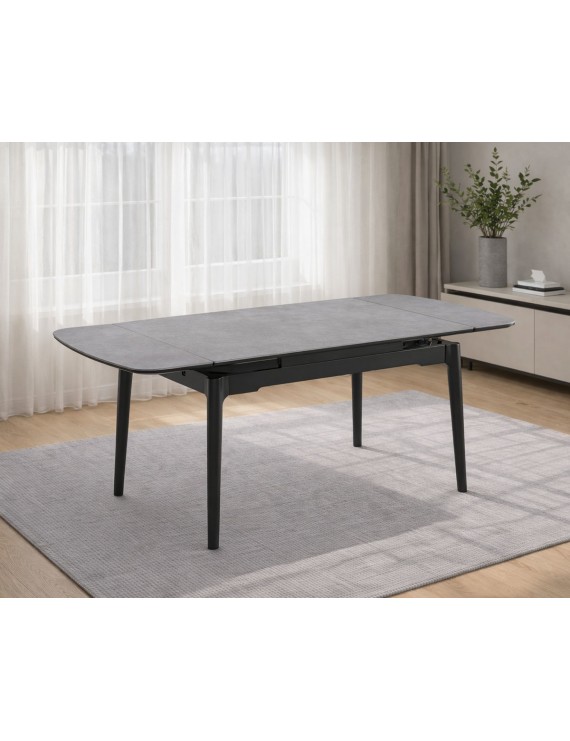 Стіл DUBLIN CERAMIC 120(180)*80 світло-сірий/чорний каркас