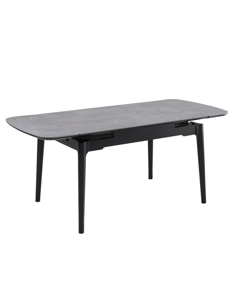 Стіл DUBLIN CERAMIC 120(180)*80 світло-сірий/чорний каркас