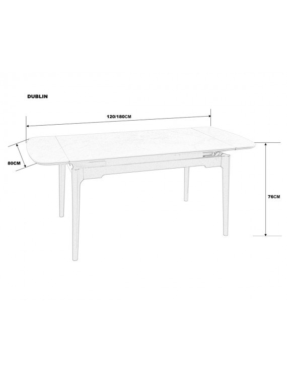 Стіл DUBLIN CERAMIC 120(180)*80 світло-сірий/чорний каркас
