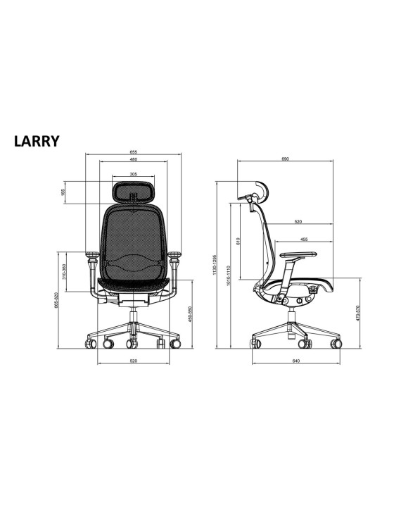 Крісло поворотне LARRY сіра сітка/алюміній