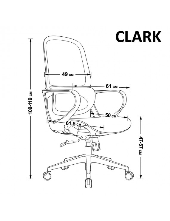 Крісло поворотне CLARK чорна сітка/чорний каркас