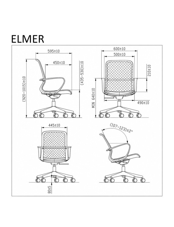 Крісло поворотне ELMER зелене/зелений каркас