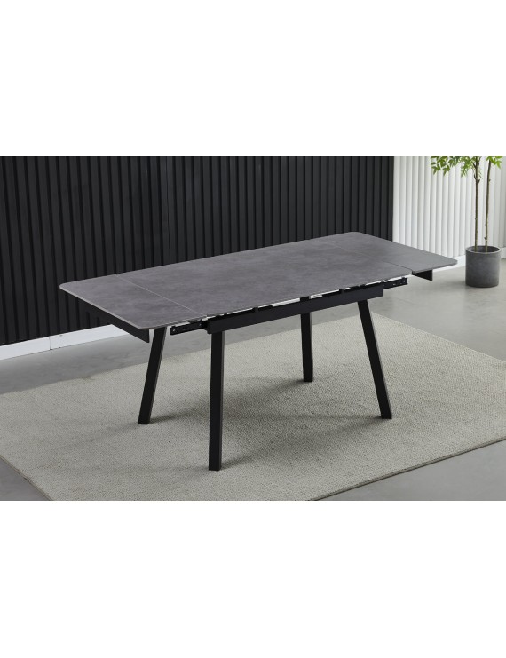 Стіл MADRID CERAMIC 120(180)*85 grigio latte matt/чорний каркас