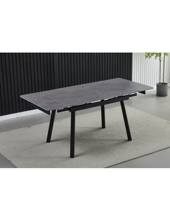 Стіл MADRID CERAMIC 120(180)*85 grigio latte matt/чорний каркас