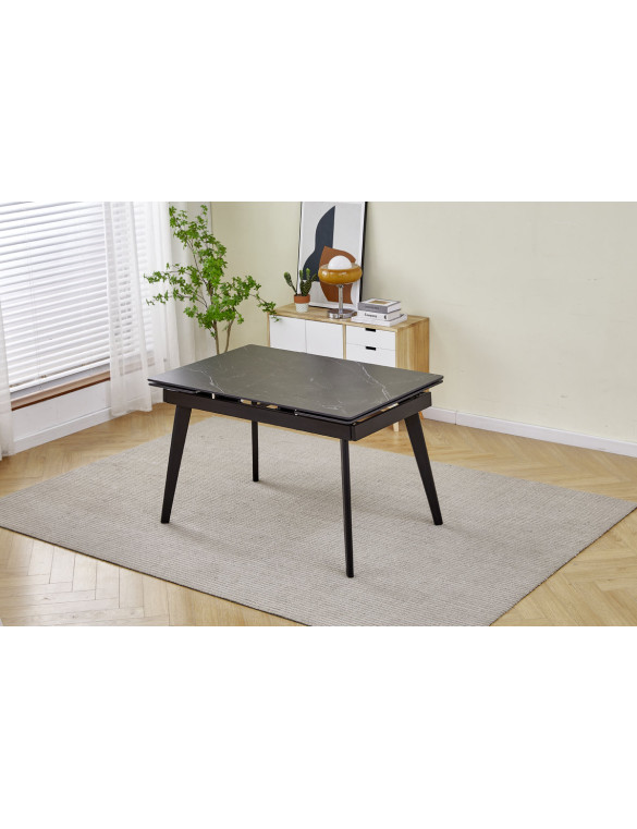 Стіл OSLO CERAMIC 120(180)*80 чорний мат/чорний каркас
